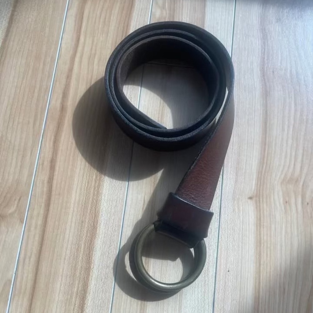 unisex double buckle leather belt